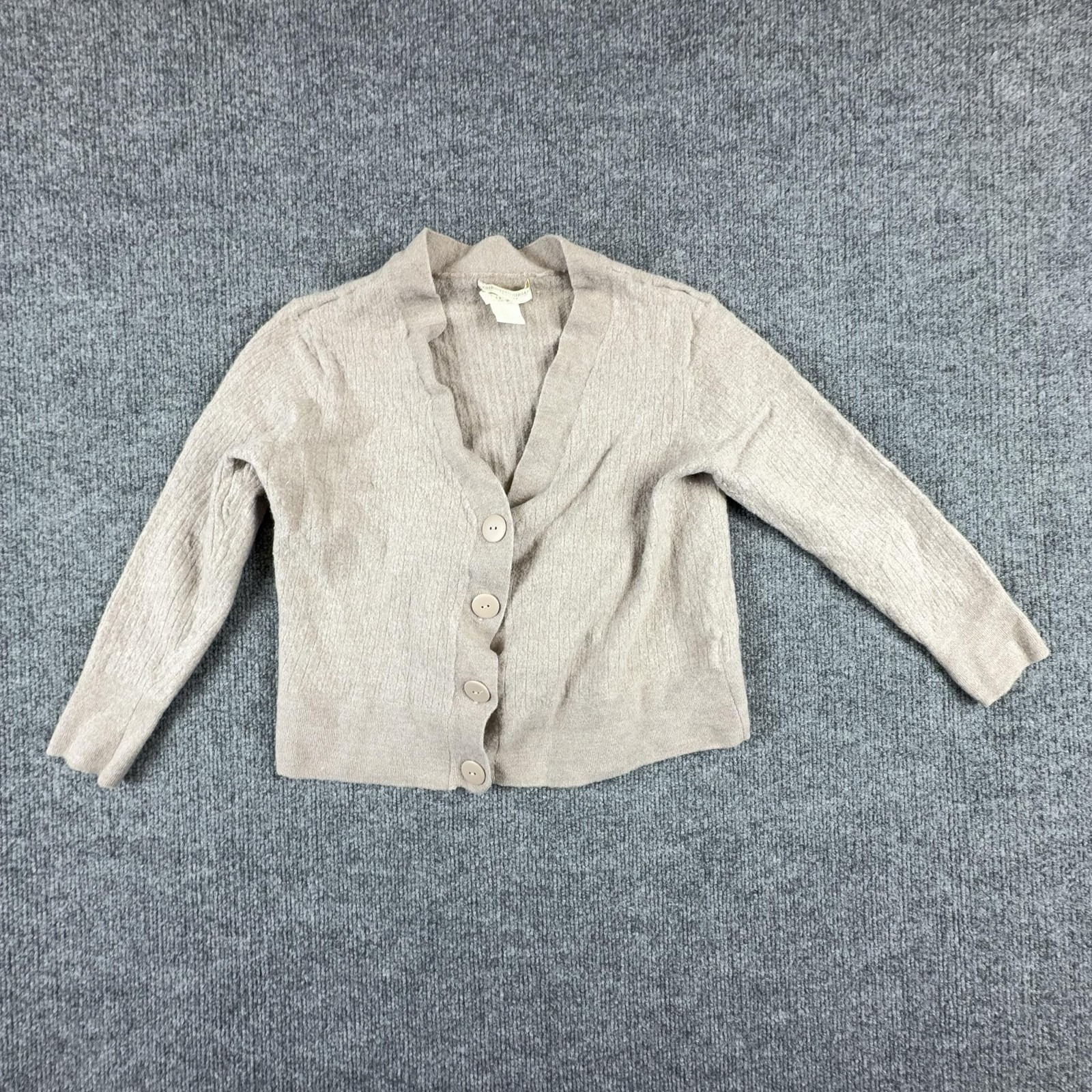 Christian Siriano New York Cardigan Sweater Womens Large Beige Wool Button Front